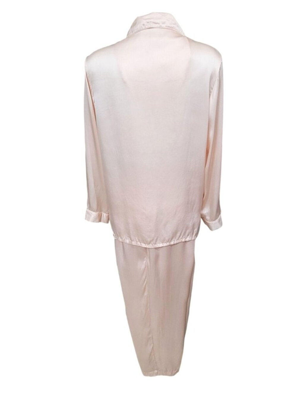 Nottibianche 100% Silk Pajama Set Pink Size M Button-Up Top Elastic Waist Pants - Picture 3 of 10